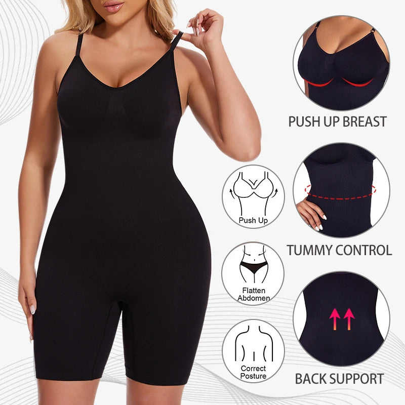 New Bodysuit Shapewear Women Tank Top Tummy Control Full Body Shaper anti Chafing Shorts Slimming Waist 