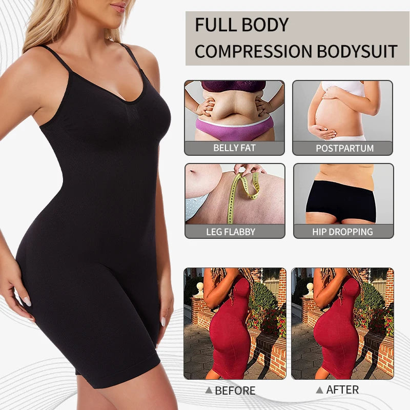 New Bodysuit Shapewear Women Tank Top Tummy Control Full Body Shaper anti Chafing Shorts Slimming Waist 
