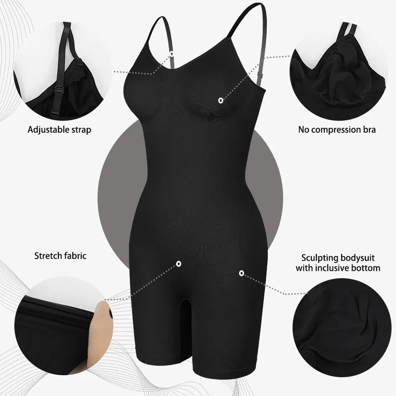 New Bodysuit Shapewear Women Tank Top Tummy Control Full Body Shaper anti Chafing Shorts Slimming Waist 